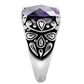 MATK016 - High polished (no plating) Stainless Steel Ring with AAA Grade CZ  in Amethyst