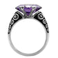 MATK017 - High polished (no plating) Stainless Steel Ring with AAA Grade CZ  in Amethyst