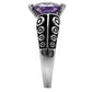 MATK017 - High polished (no plating) Stainless Steel Ring with AAA Grade CZ  in Amethyst