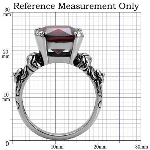 MATK018 - High polished (no plating) Stainless Steel Ring with AAA Grade CZ  in Garnet