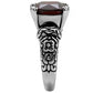 MATK018 - High polished (no plating) Stainless Steel Ring with AAA Grade CZ  in Garnet