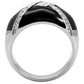 MATK022 - High polished (no plating) Stainless Steel Ring with Top Grade Crystal  in Clear