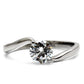 MATK023 - High polished (no plating) Stainless Steel Ring with AAA Grade CZ  in Clear