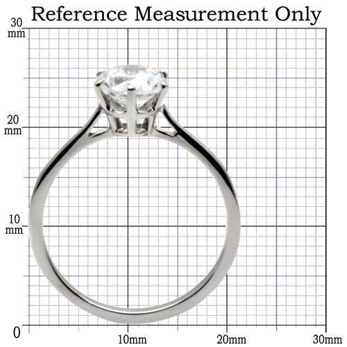 MATK025 - High polished (no plating) Stainless Steel Ring with AAA Grade CZ  in Clear