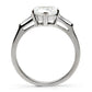 MATK027 - High polished (no plating) Stainless Steel Ring with AAA Grade CZ  in Clear