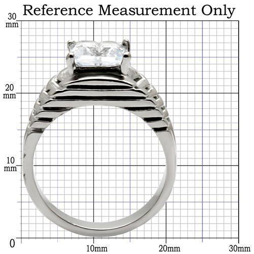 MATK028 - High polished (no plating) Stainless Steel Ring with AAA Grade CZ  in Clear