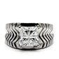 MATK028 - High polished (no plating) Stainless Steel Ring with AAA Grade CZ  in Clear