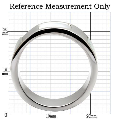 MATK043 - High polished (no plating) Stainless Steel Ring with Precious Stone Conch in White