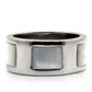 MATK043 - High polished (no plating) Stainless Steel Ring with Precious Stone Conch in White