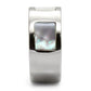 MATK043 - High polished (no plating) Stainless Steel Ring with Precious Stone Conch in White