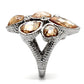 MATK044 - High polished (no plating) Stainless Steel Ring with AAA Grade CZ  in Champagne