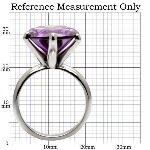 MATK045 - High polished (no plating) Stainless Steel Ring with AAA Grade CZ  in Amethyst