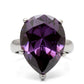 MATK045 - High polished (no plating) Stainless Steel Ring with AAA Grade CZ  in Amethyst