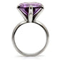 MATK045 - High polished (no plating) Stainless Steel Ring with AAA Grade CZ  in Amethyst