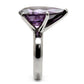 MATK045 - High polished (no plating) Stainless Steel Ring with AAA Grade CZ  in Amethyst