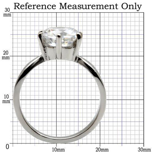 MATK046 - High polished (no plating) Stainless Steel Ring with AAA Grade CZ  in Clear