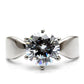 MATK046 - High polished (no plating) Stainless Steel Ring with AAA Grade CZ  in Clear