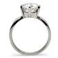 MATK046 - High polished (no plating) Stainless Steel Ring with AAA Grade CZ  in Clear