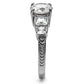 MATK057 - High polished (no plating) Stainless Steel Ring with AAA Grade CZ  in Clear