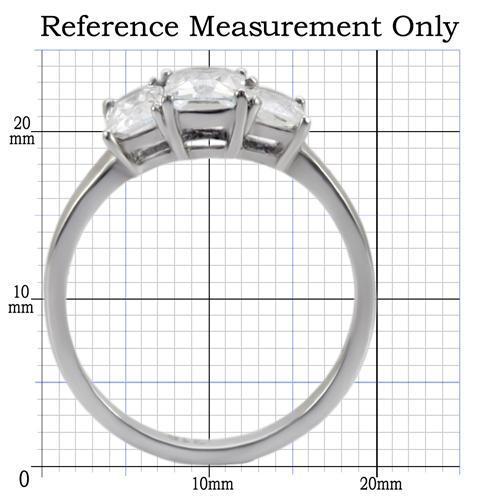 MATK058 - High polished (no plating) Stainless Steel Ring with AAA Grade CZ  in Clear