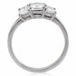 MATK058 - High polished (no plating) Stainless Steel Ring with AAA Grade CZ  in Clear