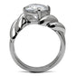 MATK060 - High polished (no plating) Stainless Steel Ring with AAA Grade CZ  in Clear
