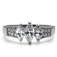 MATK061 - High polished (no plating) Stainless Steel Ring with AAA Grade CZ  in Clear