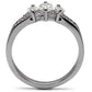 MATK061 - High polished (no plating) Stainless Steel Ring with AAA Grade CZ  in Clear