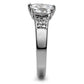 MATK061 - High polished (no plating) Stainless Steel Ring with AAA Grade CZ  in Clear