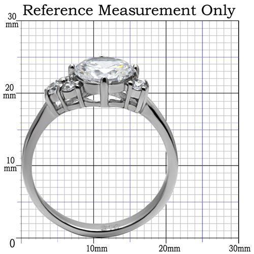 MATK062 - High polished (no plating) Stainless Steel Ring with AAA Grade CZ  in Clear