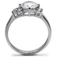 MATK062 - High polished (no plating) Stainless Steel Ring with AAA Grade CZ  in Clear