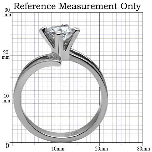 MATK063 - High polished (no plating) Stainless Steel Ring with AAA Grade CZ  in Clear