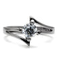 MATK063 - High polished (no plating) Stainless Steel Ring with AAA Grade CZ  in Clear