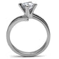MATK063 - High polished (no plating) Stainless Steel Ring with AAA Grade CZ  in Clear