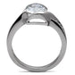 MATK064 - High polished (no plating) Stainless Steel Ring with AAA Grade CZ  in Clear