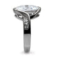 MATK064 - High polished (no plating) Stainless Steel Ring with AAA Grade CZ  in Clear