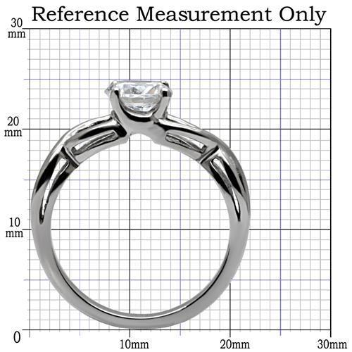 MATK065 - High polished (no plating) Stainless Steel Ring with AAA Grade CZ  in Clear