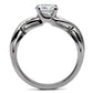 MATK065 - High polished (no plating) Stainless Steel Ring with AAA Grade CZ  in Clear