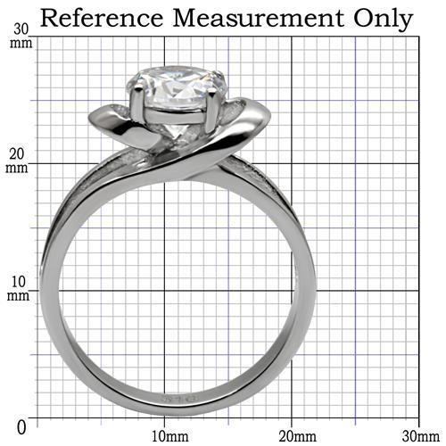 MATK066 - High polished (no plating) Stainless Steel Ring with AAA Grade CZ  in Clear
