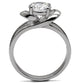 MATK066 - High polished (no plating) Stainless Steel Ring with AAA Grade CZ  in Clear