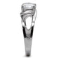 MATK066 - High polished (no plating) Stainless Steel Ring with AAA Grade CZ  in Clear