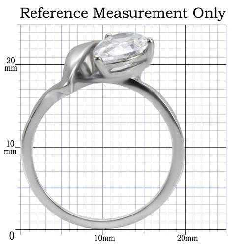MATK067 - High polished (no plating) Stainless Steel Ring with AAA Grade CZ  in Clear