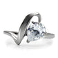 MATK067 - High polished (no plating) Stainless Steel Ring with AAA Grade CZ  in Clear