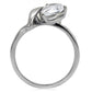 MATK067 - High polished (no plating) Stainless Steel Ring with AAA Grade CZ  in Clear
