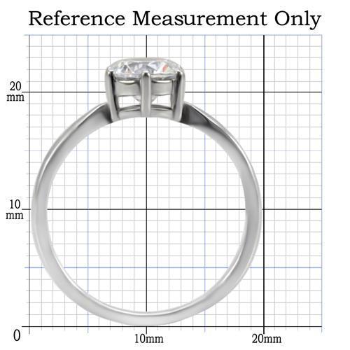 MATK071 - High polished (no plating) Stainless Steel Ring with AAA Grade CZ  in Clear