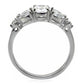 MATK073 - High polished (no plating) Stainless Steel Ring with AAA Grade CZ  in Clear