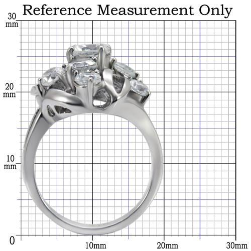 MATK074 - High polished (no plating) Stainless Steel Ring with AAA Grade CZ  in Clear