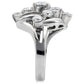 MATK074 - High polished (no plating) Stainless Steel Ring with AAA Grade CZ  in Clear