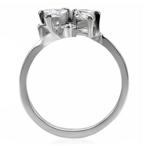 MATK075 - High polished (no plating) Stainless Steel Ring with AAA Grade CZ  in Clear