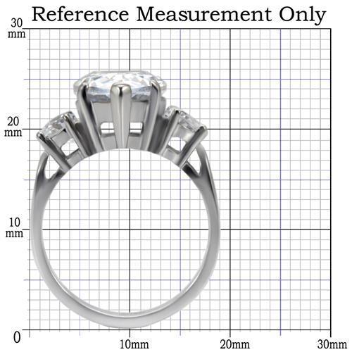 MATK076 - High polished (no plating) Stainless Steel Ring with AAA Grade CZ  in Clear